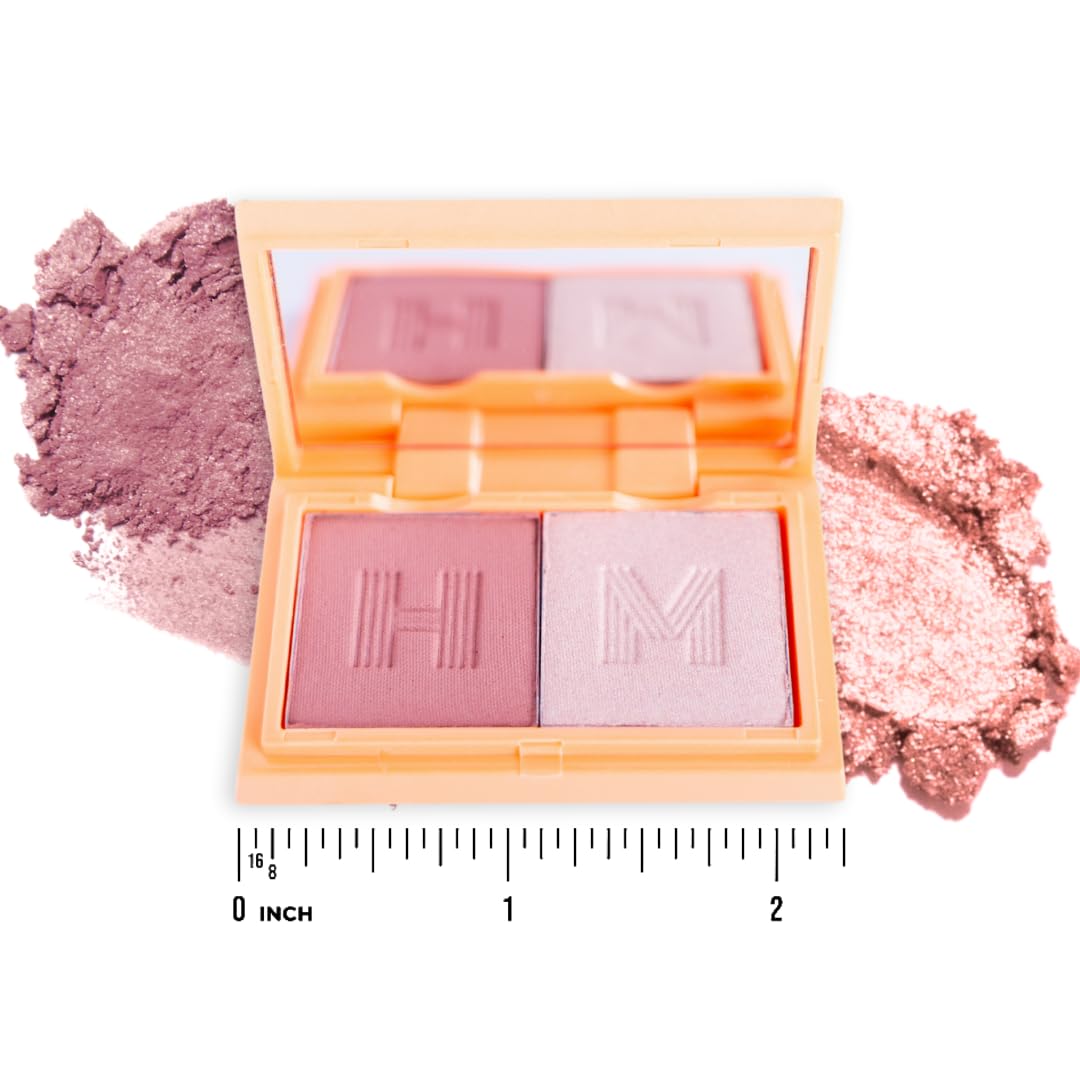 Skiennix Mini Blush + Brighten Highlighter Duo | Lightweight, Blendable Shimmer Blush - High Pigmented Makeup Palettes