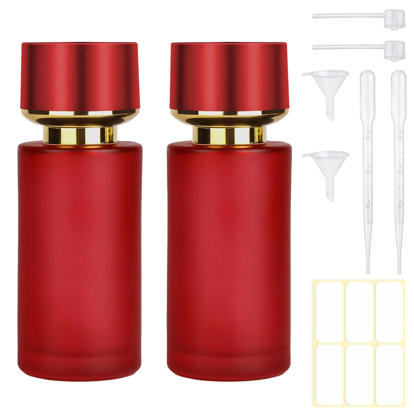 Gsteng 2pcs 50ml Glass Spray Bottle for Perfume,Refillable Travel Perfume Atomizer Bottles,Red Portable Cologne Atomizer Empty Bottle. (Red*2)