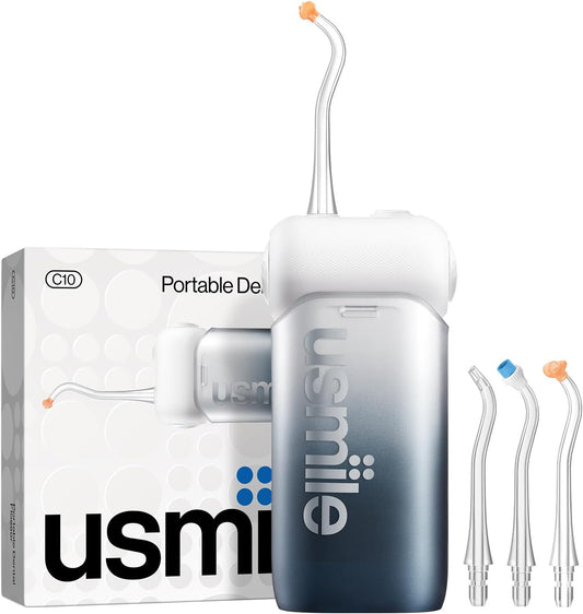 Usmile C10 Portable Water Flosser - Travel-Friendly Design, 95-Day Battery, 4 Modes, 180ml Tank, IPX7 Waterproof (Inkstone Black)