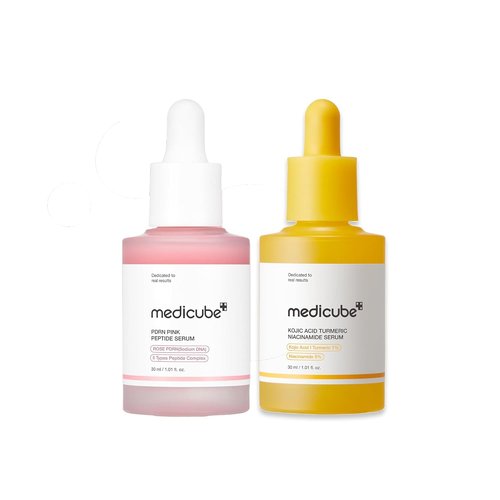 Medicube Viral Serum Duo - Clear & Plump Skin with Kojic Acid & PDRN Rose Pink Serum | Giftable Skincare Set