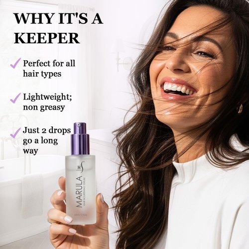 HerStyler Marula Oil Hair Serum - Anti-Frizz Solution for Dry, Damaged Hair - Boosts Shine & Smoothness - 2 Fl Oz