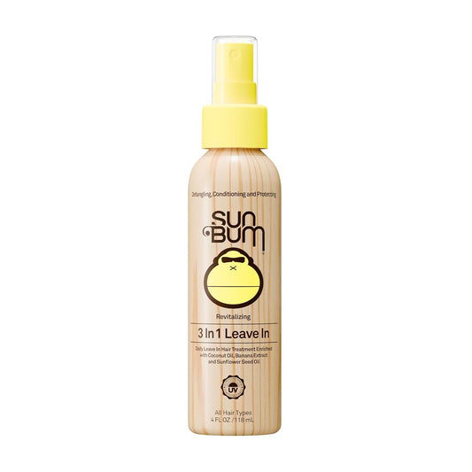 Sun Bum Revitalizing Leave-In Conditioner - 3-in-1 Anti-Frizz Formula with UV Protection - 4 oz | Coconut Oil & Banana Enriched