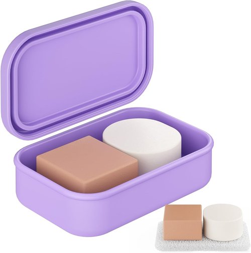 Quatish Shampoo Bar Holder - Large Leakproof Silicone Soap Case with Draining Layer | Purple, Ideal for Travel & Outdoor Use