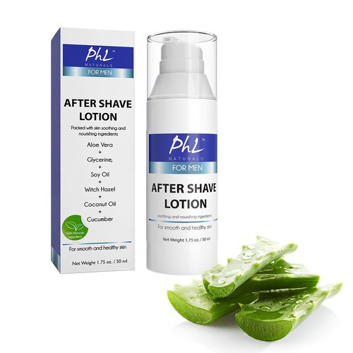 PHL Naturals Unscented Aftershave Lotion for Men - Fragrance-Free, Alcohol-Free, Soothes Razor Burn - 1.75 oz