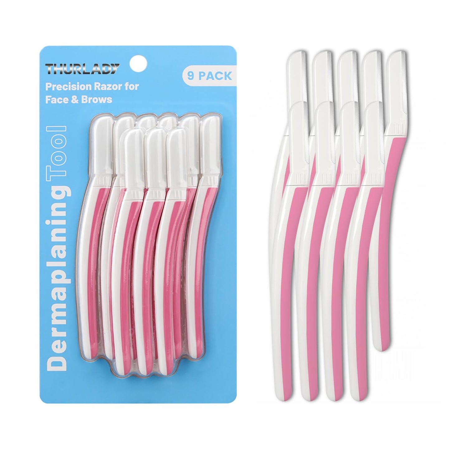 Skiennix Dermaplane Razor Set - 9-Piece Eyebrow & Face Razors for Women | Travel Essentials in Pearl Blush