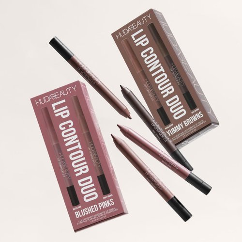 Huda Beauty Lip Contour Duo - Blushed Pinks | 2 Mini Lip Pencils in Muted Pink & Pinky Brown