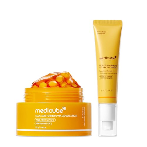 Medicube Kojic Acid Brightening Duo - Hydrating Capsule Cream & Eye Gel Serum | All-Day Radiance Care