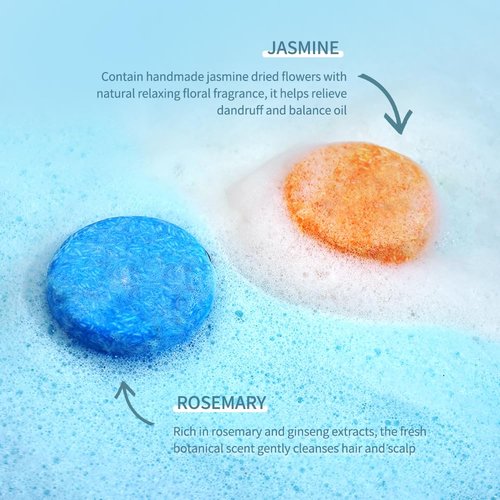 LIYALAN Shampoo Bar - Deep Cleansing Solid Soap for Fine Oily Hair | Rosemary & Jasmine (2 Pack)