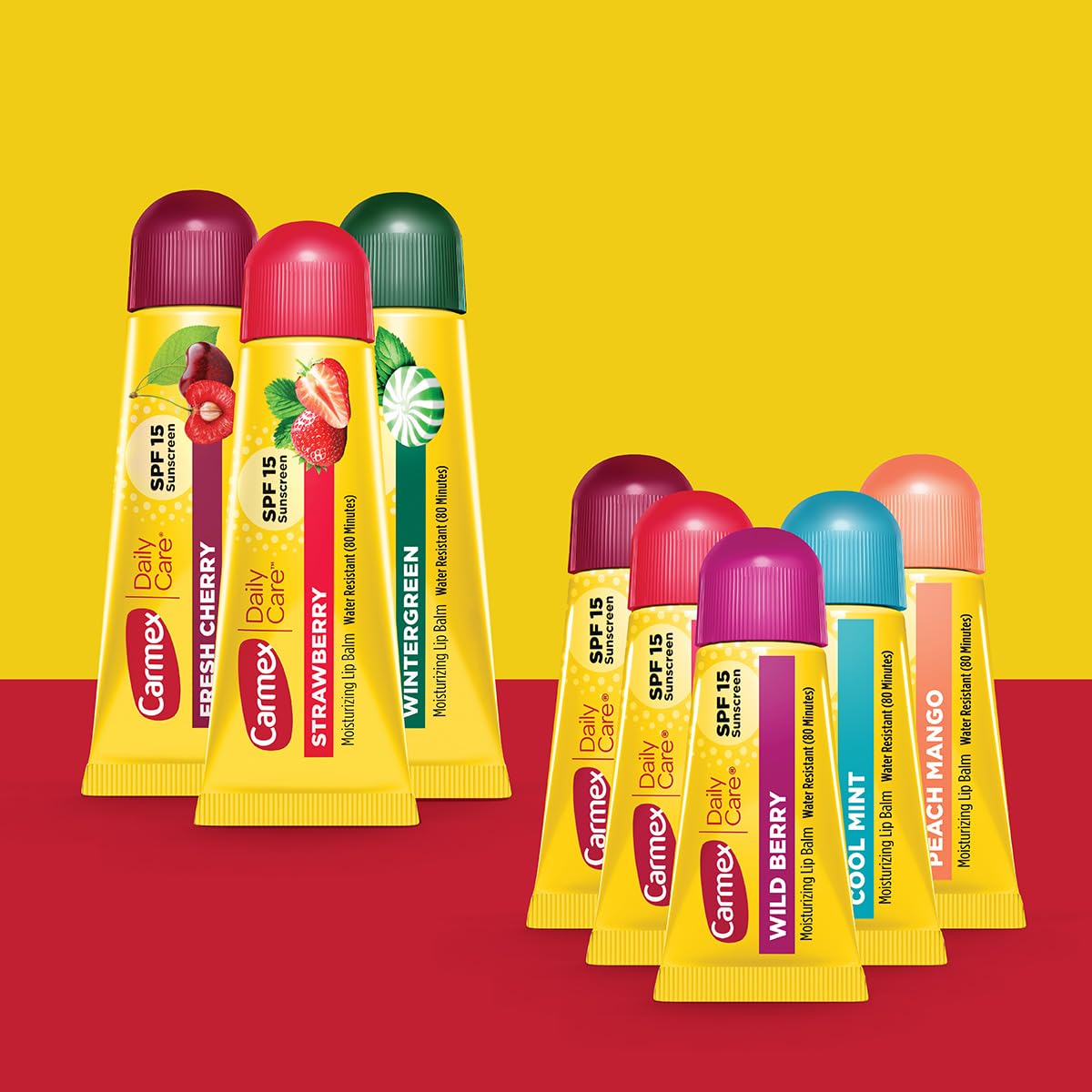 Carmex Moisturizing Lip Balm Pack - SPF 15 Multi-Flavor Variety | 8 Count (3 Tubes & 5 Mini Tubes)