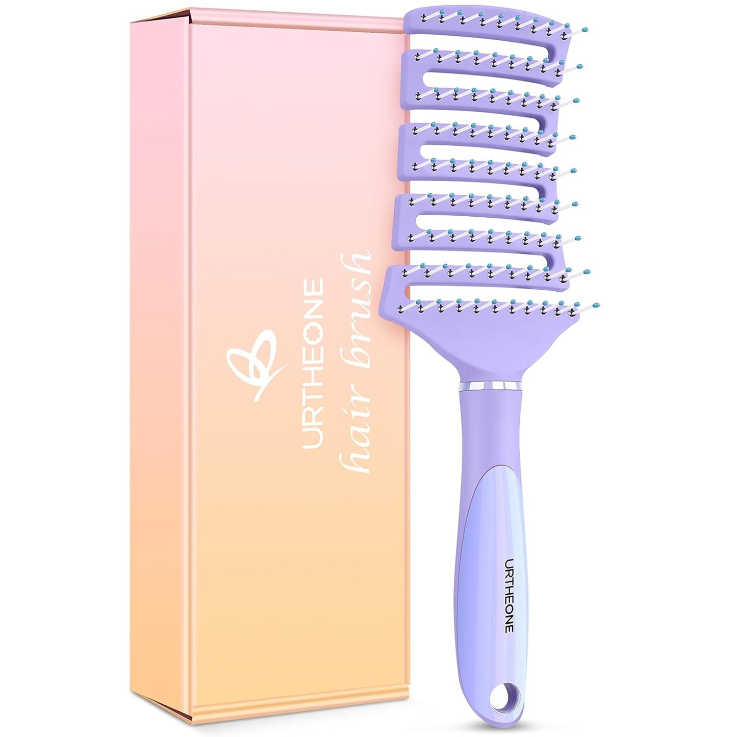 Skiennix Curved Vented Hair Brush - Professional Detangling for All Hair Types | Faster Blow Drying