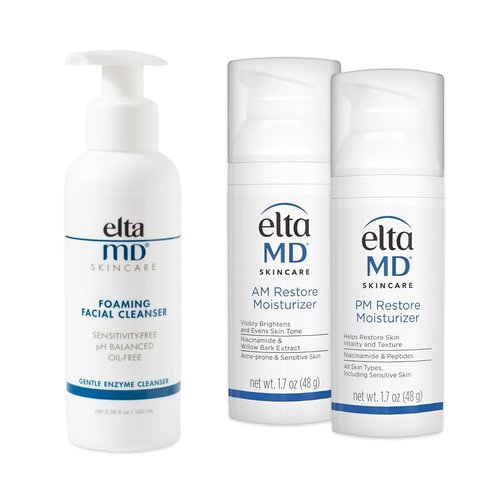 EltaMD Moisturizer Facial Kit - AM & PM Hydration with Gentle Daily Foaming Cleanser for Sensitive Skin