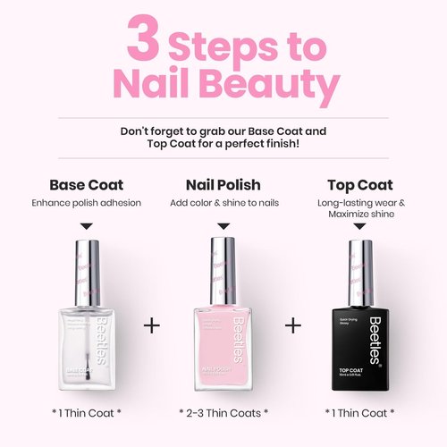 Beetles Light Pink Nail Polish - Cloudy Rose, Pastel Baby Pink Nail Polish Quick Dry, Long-Lasting Pastle Nails, Fingernail Art Effect Gift for Her - 0.51Fl Oz/15ML