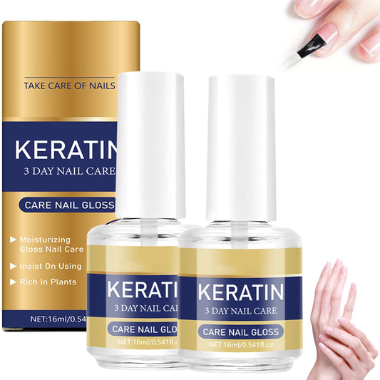 Keratin Nail Care Oil, Deeply Moisturizing Treatment for Strong, Glossy Nails, Contains Aloe Vera & Lavender Cuticle Oil, Repairs Dry Weak Nails (2pcs,16ML)
