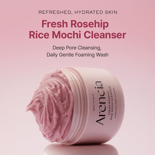 Arencia Rosehip Face Cleanser - Brightening Rice Mochi Daily Scrub for All Skin Types | 4.23oz