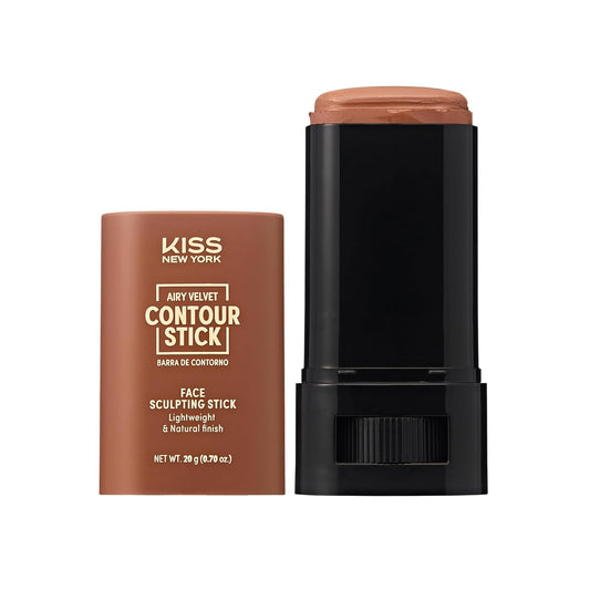 Kiss New York Airy Velvet Contour Stick - Cool Toned Face Sculpting Cream with Hyaluronic Acid & Green Tea Extract | 0.70 Ounce
