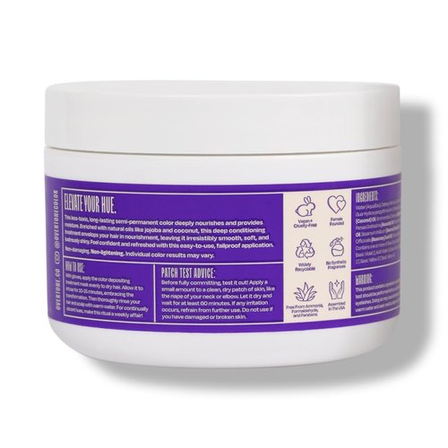 Overtone Vivid Violet Semi-Permanent Hair Color Conditioner - Nourishing Color Depositing Mask, 8 oz