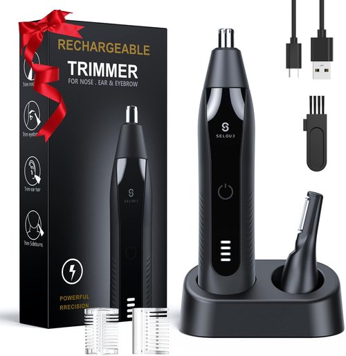 Regine Switzerland Ear and Nose Hair Trimmer - Professional Painless USB Rechargeable, Dual Edge Blades, Waterproof
