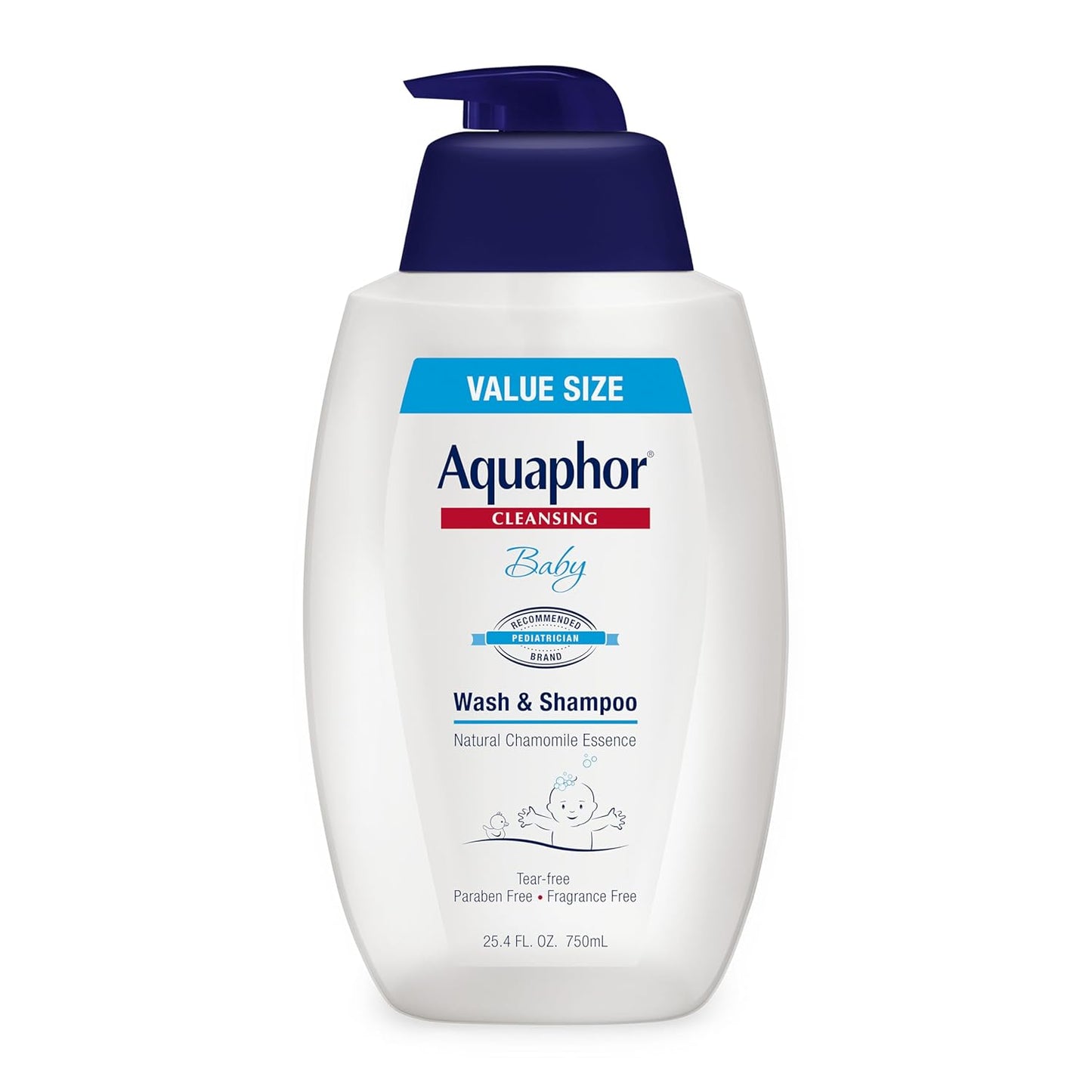 Aquaphor Baby Wash & Shampoo - Unscented Gentle Formula in 25.4 Fl Oz Pump Bottle