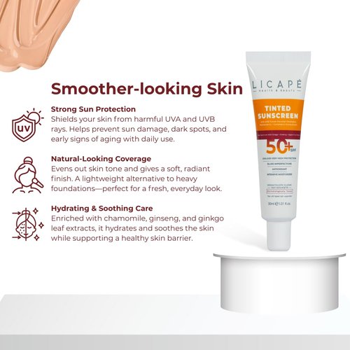 LICAPE® Tinted Sunscreen SPF 50 - Lightweight Face Sunscreen with Natural Coverage & High Protection