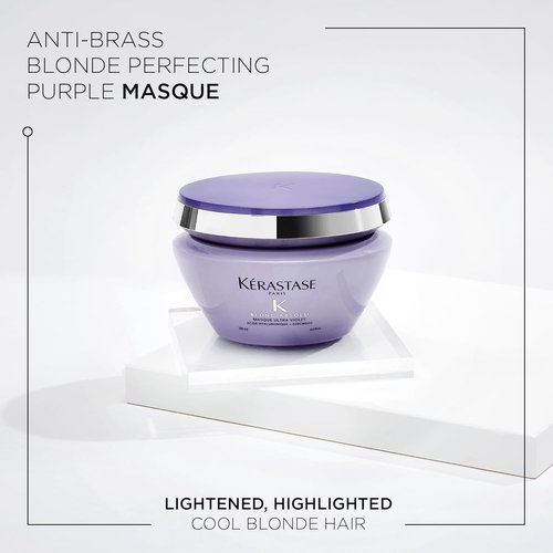 Kerastase Blond Absolu Ultra-Violet Purple Hair Mask - Neutralizes Brassy Undertones with Hyaluronic Acid | 6.8 Fl Oz