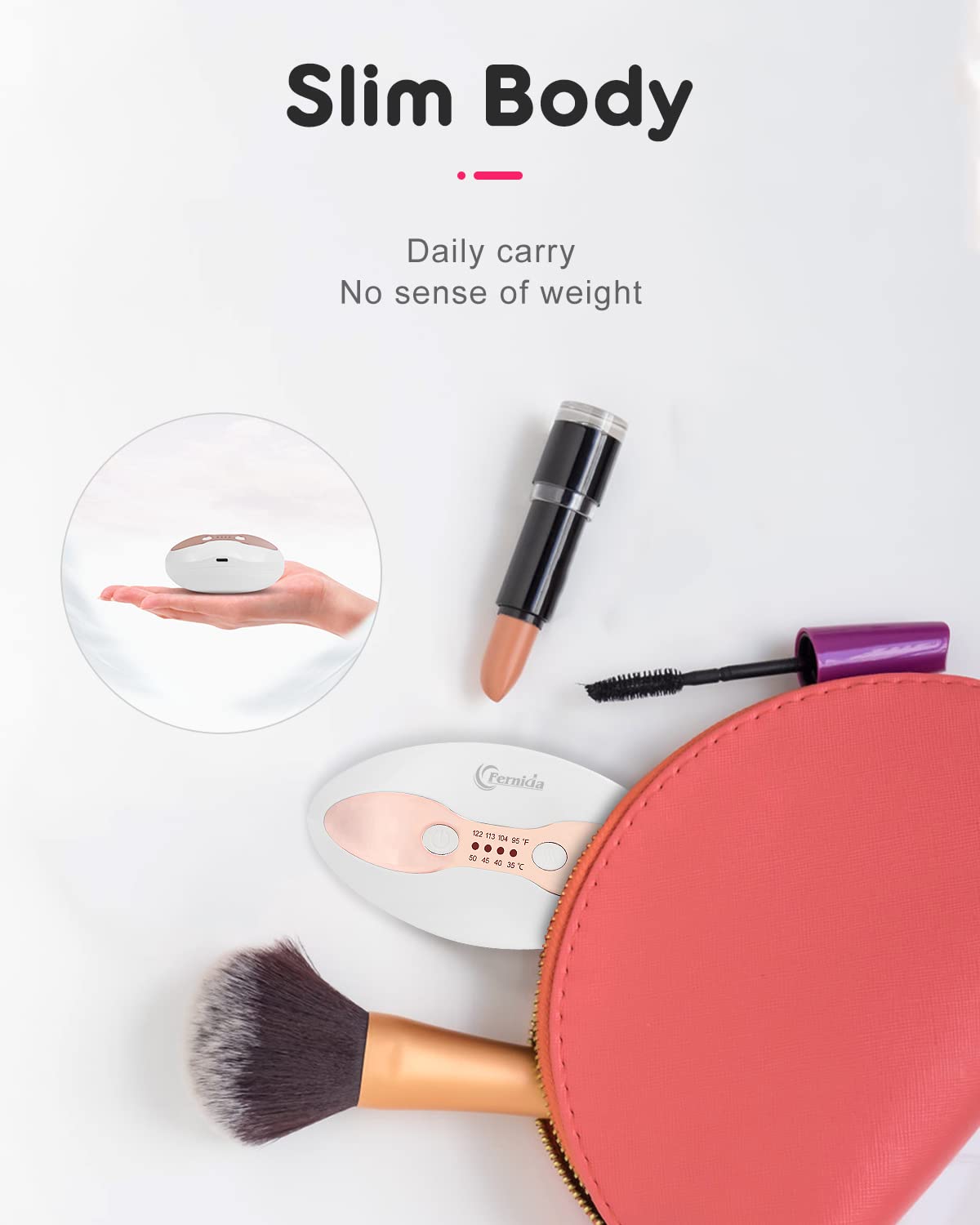 Red Light Device, FERNIDA 2 in 1 Lip and Eye Care Tool with Heated for Anti-Aging, Smooth Lip Wrinkles, Lip Plumper and Reduce Dark Circles, 4 Levels Heating Temps, White