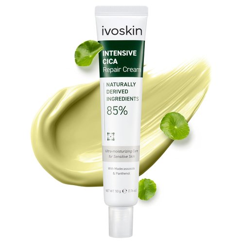 IVOSKIN Cica Redness Relief Treatment Cream - Soothing Green Moisturizer with Madecassoside for Sensitive Skin | Vegan, 1.76oz