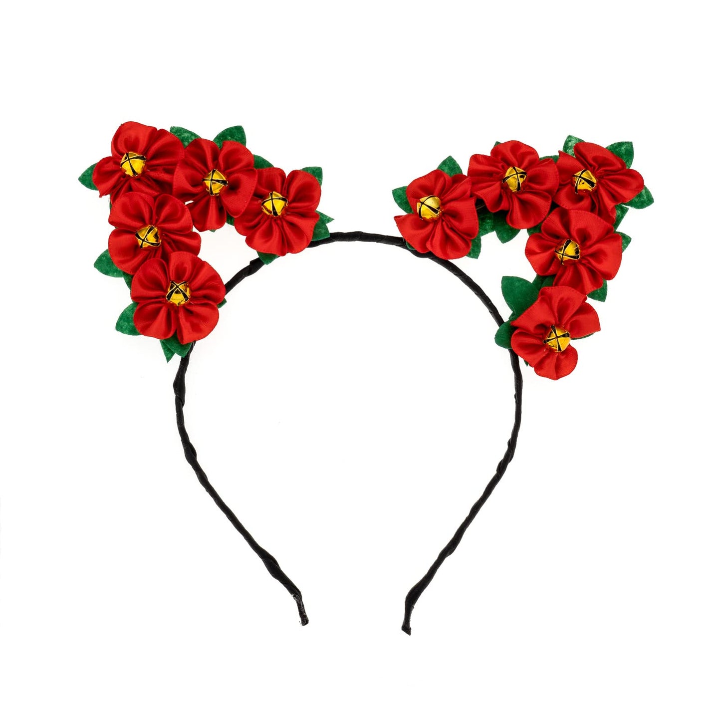 Madison Tyler Christmas Red Poinsettia Headwear | Cute Flower Elves Ears Headband | Lightweight for Christmas Party | Holiday Gifts