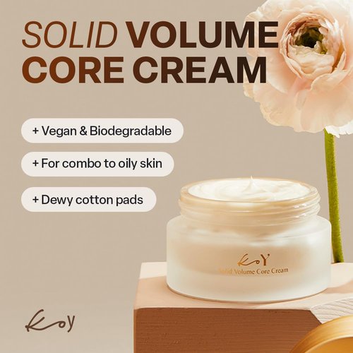 KOY Solid Volume Core Cream 1.69 fl oz | Protein-Rich Cream with Hydrolyzed Rice Protein, Niacinamide & Ceramide NP | Firm & Supple Skin