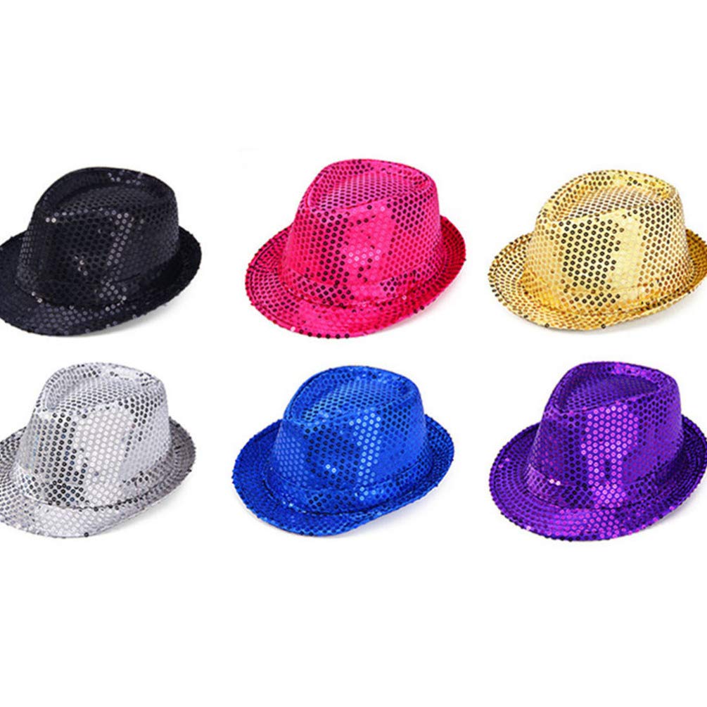 2pcs Sequins Fedora Hat Adult Costumes Light up Hat Disco Props for Women, Gangster Jazz Birthday Costume