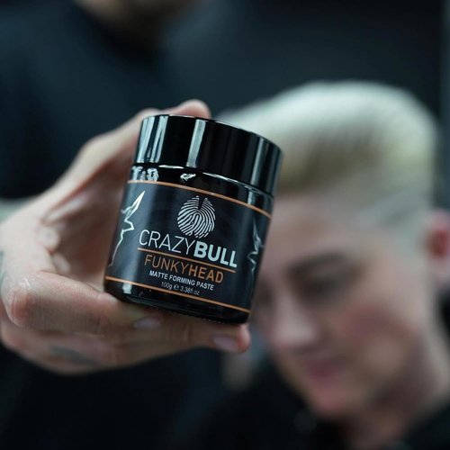 Crazy Bull Hair Funky Head Matte Forming Paste - Water-Based Volumizing Styling Cream - 3.38 oz | Vegan & Cruelty-Free