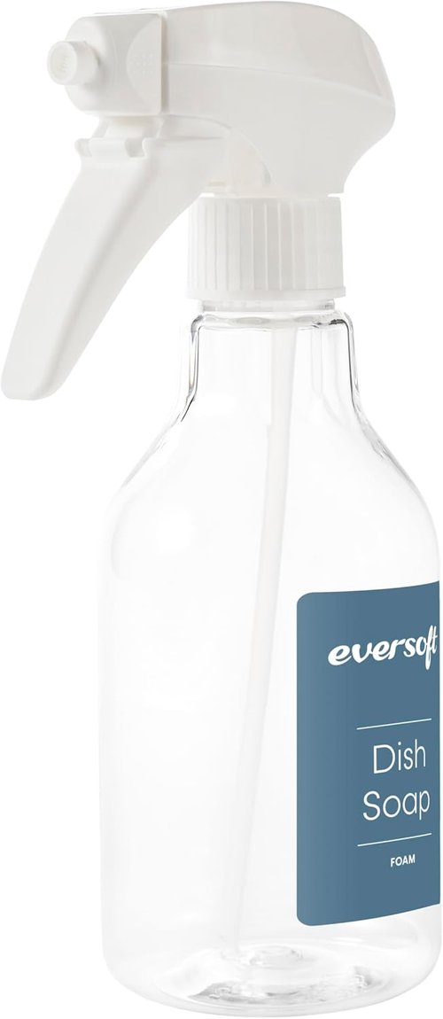 Eversoft Foaming Jet Dish Soap Spray - Versatile 350 ml Trigger Bottle for Kitchen & Bathroom | Clear