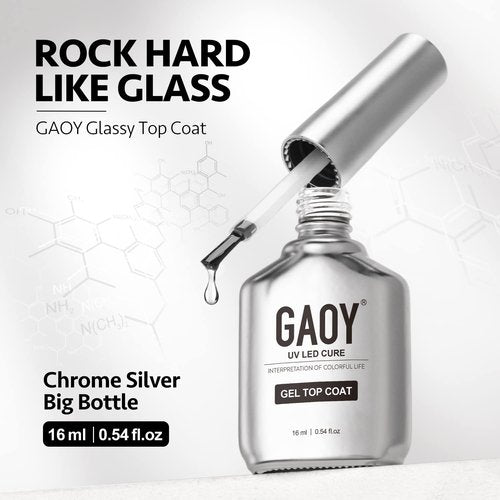 GAOY Glassy Gel Top Coat & Base Coat Set - No Wipe UV Nail Polish Foundation | 16ml, 2 Pcs