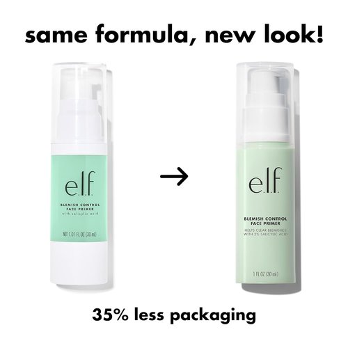 e.l.f. Blemish Control Face Primer - Soothing & Hydrating Makeup Primer for Blemish-Free Skin | Large Size
