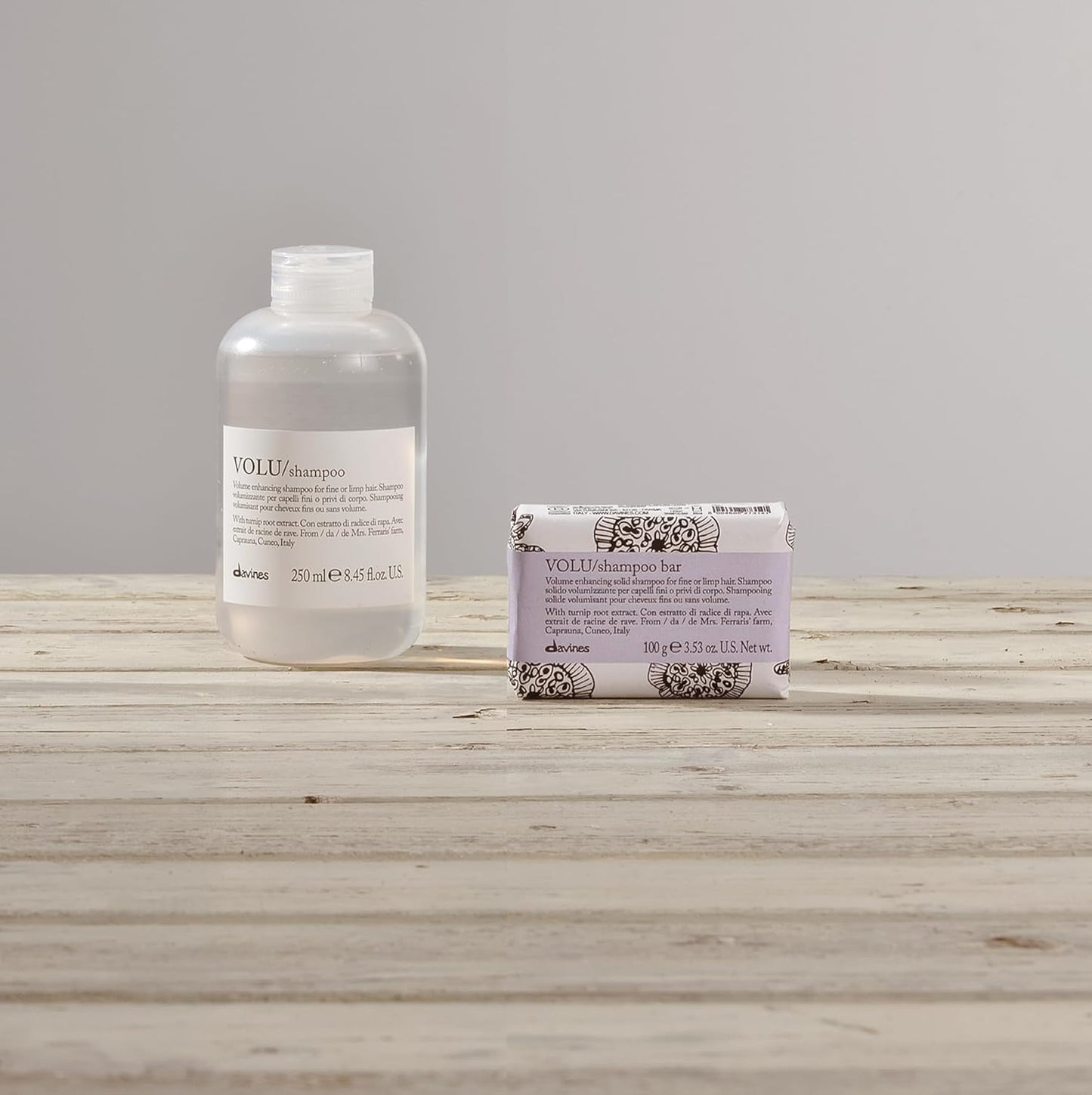Davines VOLU Shampoo Bar - Compact Solid Texture for Fine Hair | Soft, Light, and Voluminous - 3.53 oz