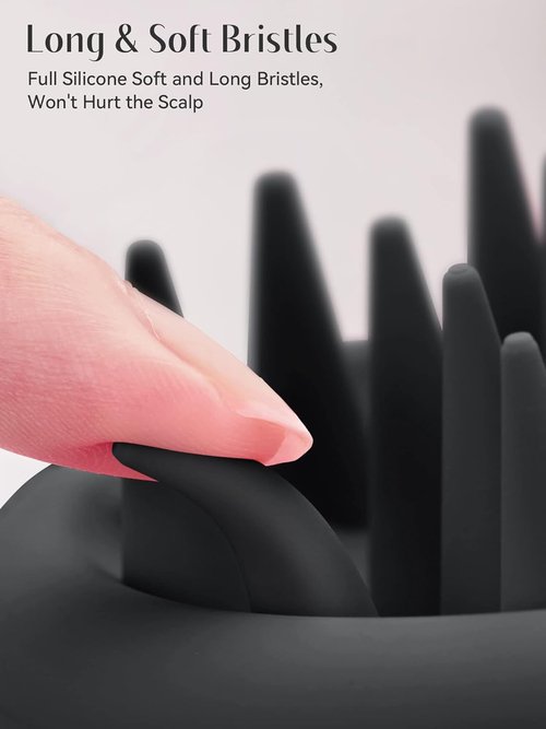 HEETA Scalp Massager - Hair Growth Scrubber with Soft Bristles | Silicone Design for Dandruff Relief & Relaxation - Black
