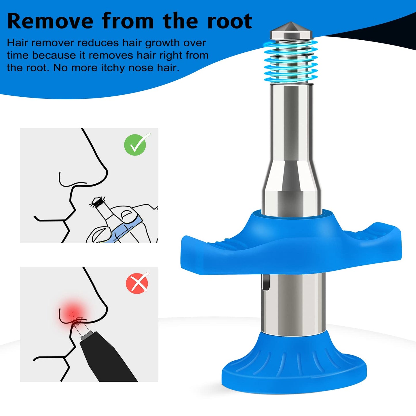 Esznuoky Nose Hair Ear Hair Removal, Upgraded Manual Hair Trimmer for Men&Women, Stainless Steel Hair Remover Waxing Kit(Blue)