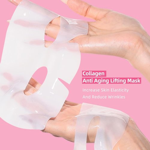 DewyHour Collagen Face Mask - 5 Pack Hydrating Overnight Sheet Masks with Hyaluronic Acid | Firming & Pore Minimizing