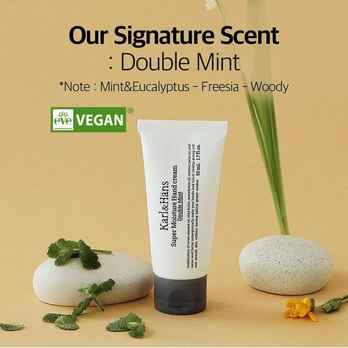Karl&Hans Super Moisturizing Mint Hand Cream - Double Mint Scent with Shea Butter & Coconut Oil | 1.7 fl oz