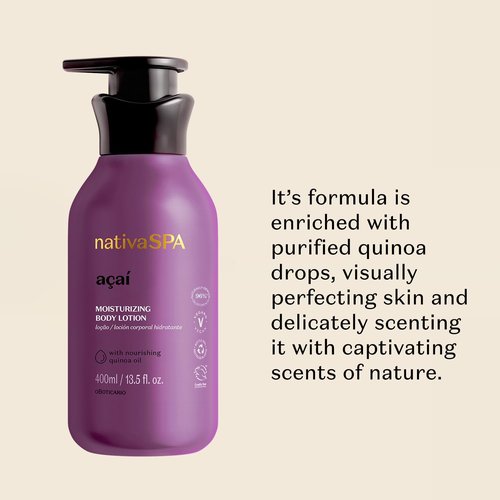 Nativa SPA by O Boticário Açaí Body Lotion - Lightweight, Long-Lasting Hydration | 13.5 Ounce