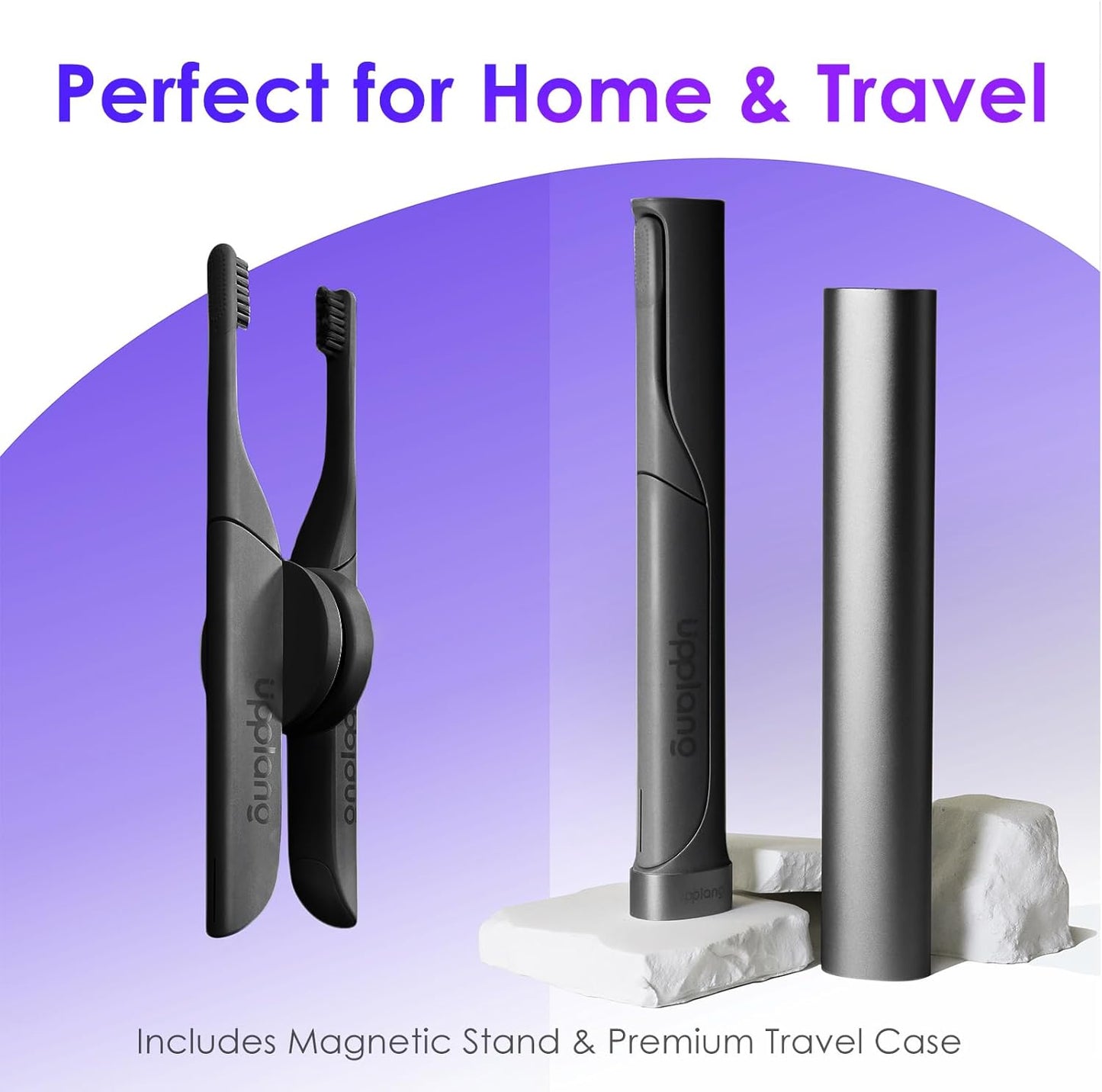 Skiennix Electric Toothbrush - Portable Sonic Travel Toothbrush with USB-C Rechargeable Case | Waterproof, Smart Timer, Slate Gray