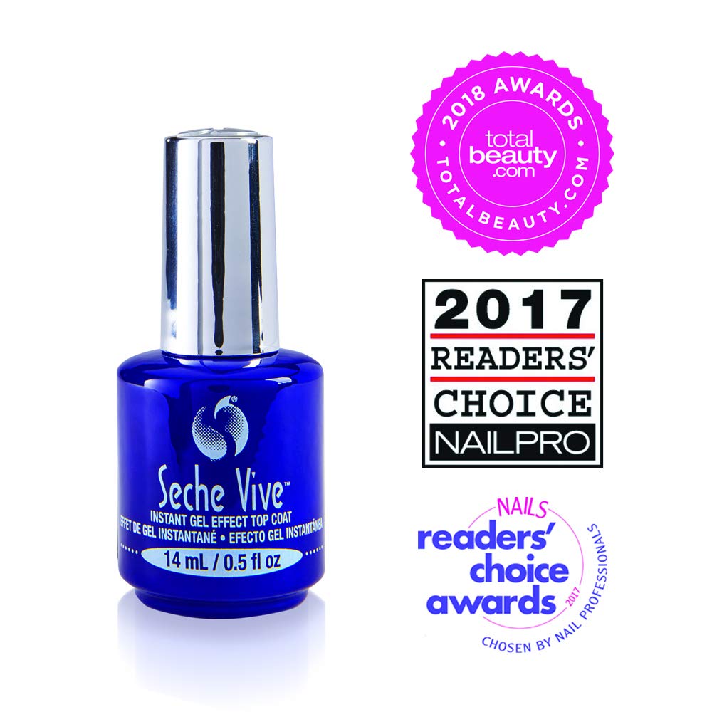 Seche Vive | Instant Gel Effect Top Coat Nail Polish - Perfect for Manicure & Pedicure, 0.5 Oz, 2-Pack