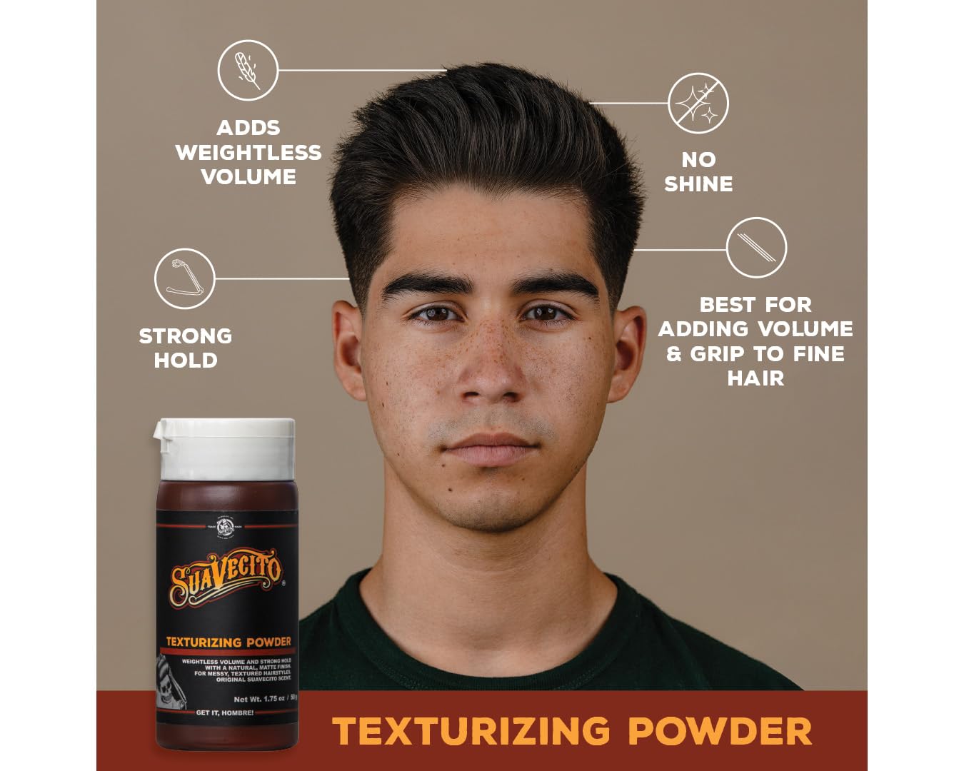Suavecito Hair Styling Powder - Texturizing & Volumizing with Strong Hold | Shine-Free Matte Finish