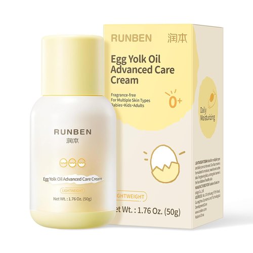 RUNBEN Baby Face Cream - 48H Deep Moisturizing with Egg Yolk Oil | Gentle, Non-Greasy Lotion for Dry Skin, 1.76 oz