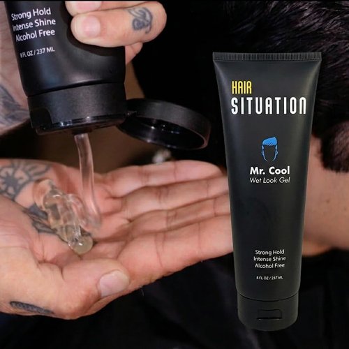 Mr. Cool Hair Gel - Strong Hold & High Shine | Anti-Humidity & Frizz Control, 8 Fl Oz