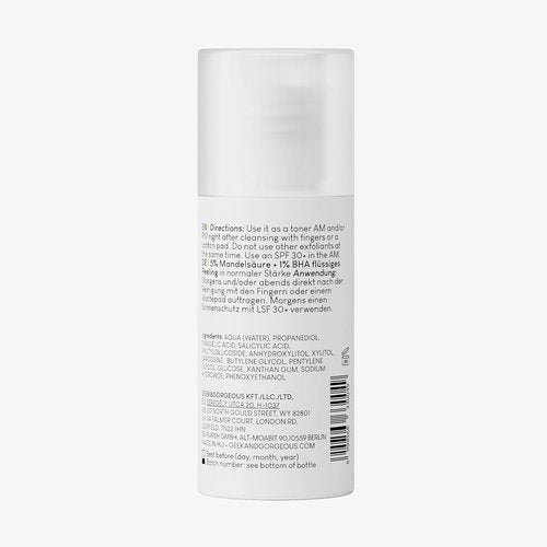 Geek & Gorgeous – Cheer Up Exfoliating Liquid with Mandelic & Salicylic Acid – Refines Pores & Improves Texture – 1 oz