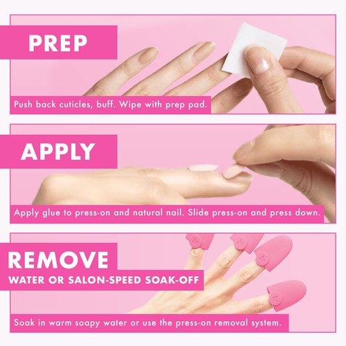 Olive & June Instant Mani Press-On Nails (Glue) | 42 Fake Nails, 21 Sizes | Non-Toxic, Long-Lasting Recycled Materials Realistic Look | Spring Flowers & Patterns | Extra Short, Round |Strawberry Scone