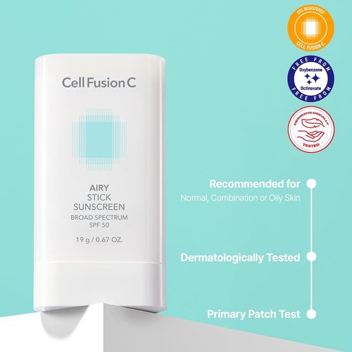 Cell Fusion C Airy Stick Sunscreen - Broad Spectrum SPF 50 | Semi-Matte Finish, No White Cast, 50ml