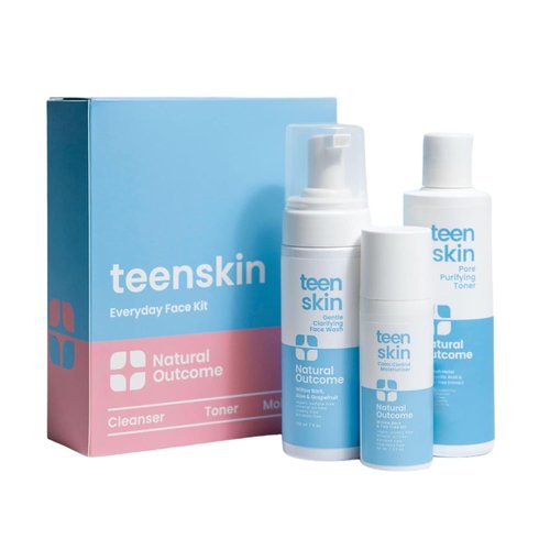 Natural Outcome Teen Skin Care Kit - 3-Step Acne Face Wash, Toner & Moisturizer | Ideal for Teens & Preteens