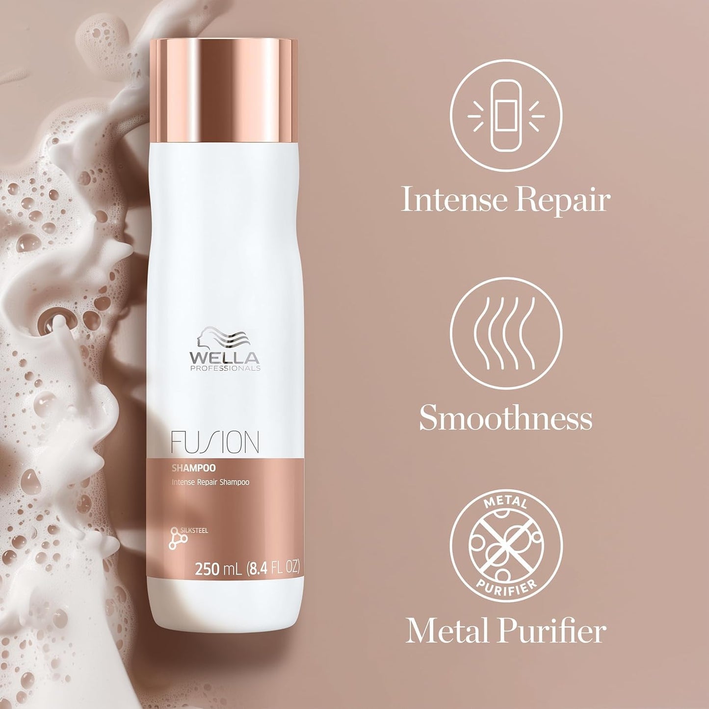 Wella Professionals Fusion Intense Repair Shampoo & Conditioner Bundle | Anti-Hair Breakage & Heat Protection Hairspray for Smooth, Shiny Hair