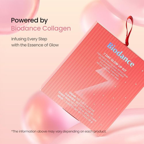 BIODANCE 7 Day Glow Up Kit: Collagen Gift Set for Glass-Skin, Korean Skin Care with Mask to Foam Cleanser, Toner Pads, Moisturizer, Gel Masks, All-in-One Skin Care Set